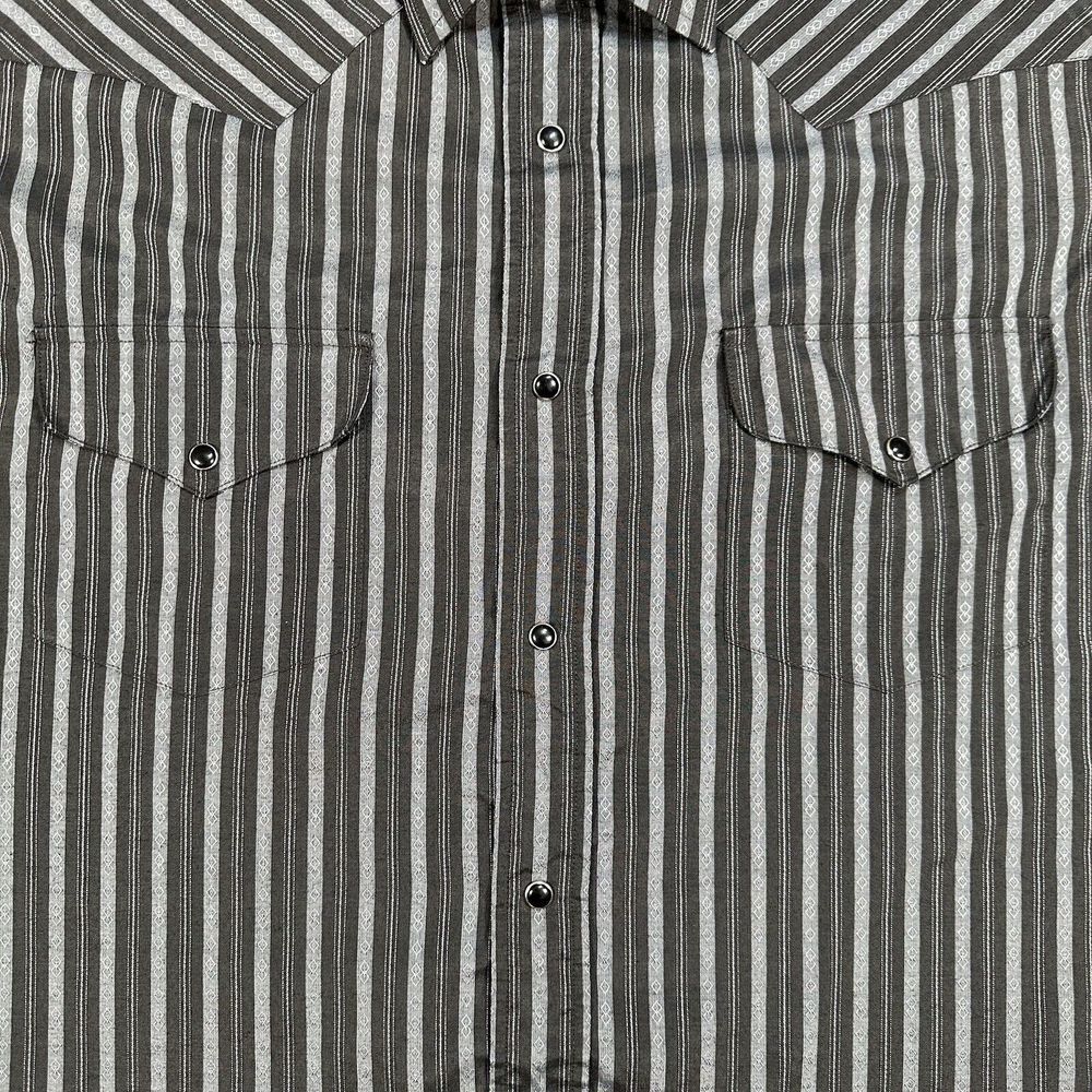 Panhandle Slim Shirt Mens 16 34 Black Striped‎ Geometric Western Pearl Snap Logo - Picture 4 of 11